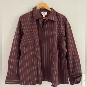 Talbots Vintage Brown and Red Striped Button Down Shirt